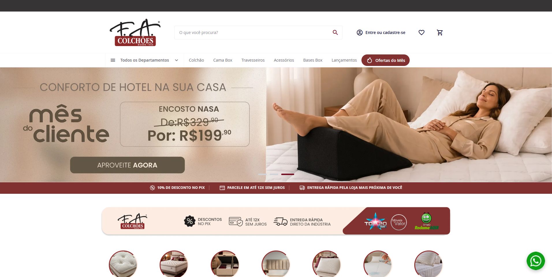 Print da home da F.A Colchões